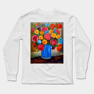 Stunning boutique of abstract flowers in a blue  vase . Long Sleeve T-Shirt